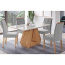 Ver imagem 1 de Conjunto: Mesa Sala Jantar Ágata Tampo Madeirado C/ Vidro 130x80cm e 4 Cadeiras Fernanda Madeirado/