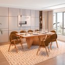 Ver imagem 2 de Mesa de Jantar Dunnas Off com 8 Cadeiras Lore Castanho 180cm
