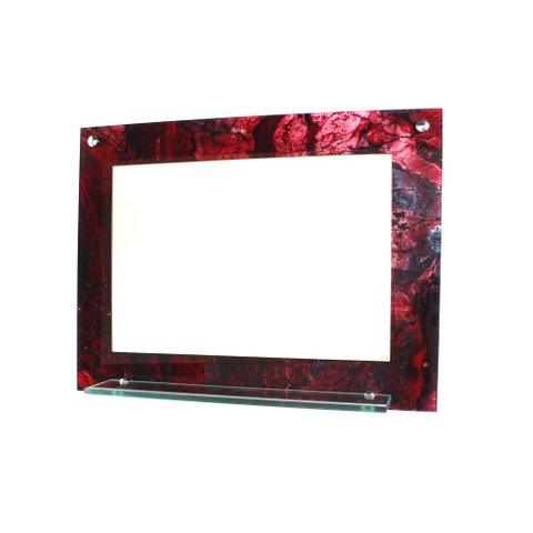 ESPELHO PARA BANHEIRO COM PRATELEIRA 60CM X 45CM MÁRMORE AVERMELHADO