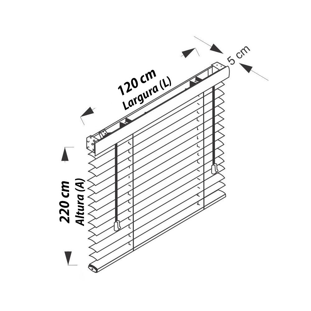 Persiana Horizontal Pvc 50mm Branca 120 (L) X 220 (A) cm Cortina Tipo Madeira Luxo 1,20 x 2,20 m - 9