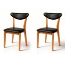 Ver imagem 2 de Kit 2 Cadeiras Madeira Maciça Floripa Estofada Premium Ergonomica Confortável Mel Courino Preto
