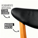 Ver imagem 3 de Kit 2 Cadeiras Madeira Maciça Floripa Estofada Premium Ergonomica Confortável Mel Courino Preto