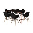 Ver imagem 2 de Mesa Industrial Retangular Jantar 137x90cm Preta Base Cobre V com 6 Poltronas Pretas Eames Madeira
