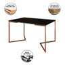 Mesa Industrial Retangular Jantar 137x90cm Preta Base Cobre V com 6 Poltronas Pretas Eames Madeira - 3