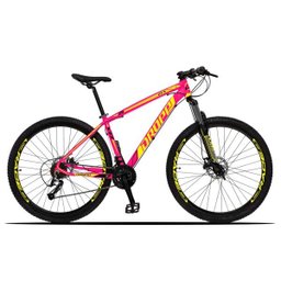 Bicicleta Aro 29 Quadro 19 Alumínio 27 Marchas Freio Disco Hidráulico Z3-X Rosa/Amarelo - Dropp - 1