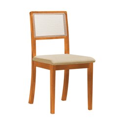 Mesa Jantar Luxo Pérola 120x90 Off White com 4 Cadeiras Palha Linho Bege Telinha Rubi Madeira Maciça - 3