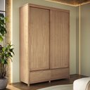 Ver imagem 3 de Guarda Roupa Solteiro 2 Portas de Correr 2 Gavetas 150cm Madeira Maciça Benton F06 Tauari - Lyam Dec