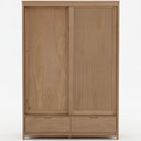 Ver imagem 2 de Guarda Roupa Solteiro 2 Portas de Correr 2 Gavetas 150cm Madeira Maciça Benton F06 Tauari - Lyam Dec