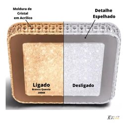 Plafon Sobrepor Gemini Acrílico Cristal Espelhado 40x40 24w - 2