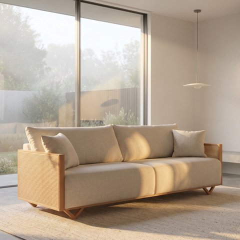 Sofá Living Fixo Prime 1,9m Molas Bonnel Espuma D28 - Bege