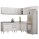 Ver imagem 1 de Armário de Cozinha Modulado de Canto 7 Peças Cp21 com Pia Inox Branco - Lumil Lumil Móveis