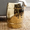 Ver imagem 1 de Puff Cerâmico Banqueta Seat Garden Jardim Dourado Luxo
