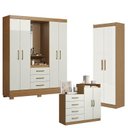 Ver imagem 1 de Guarda Roupa Solteiro Paris 2045150 com Armário Multiuso 2 Portas 2000191 e Cômoda Sapateira Londres