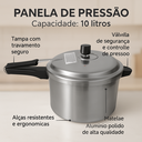 Ver imagem 3 de Panela de Pressão 10 Litros Aluminio Ndustrial Fechamento Interno