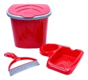 Ver imagem 1 de Kit Lixeira, Rodo de Pia e Porta Detergente: Vermelho