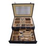 Faqueiro Aço Inox 72pçs Detalhes Dourado Caixa Madeira Luxo:Cinza - 1