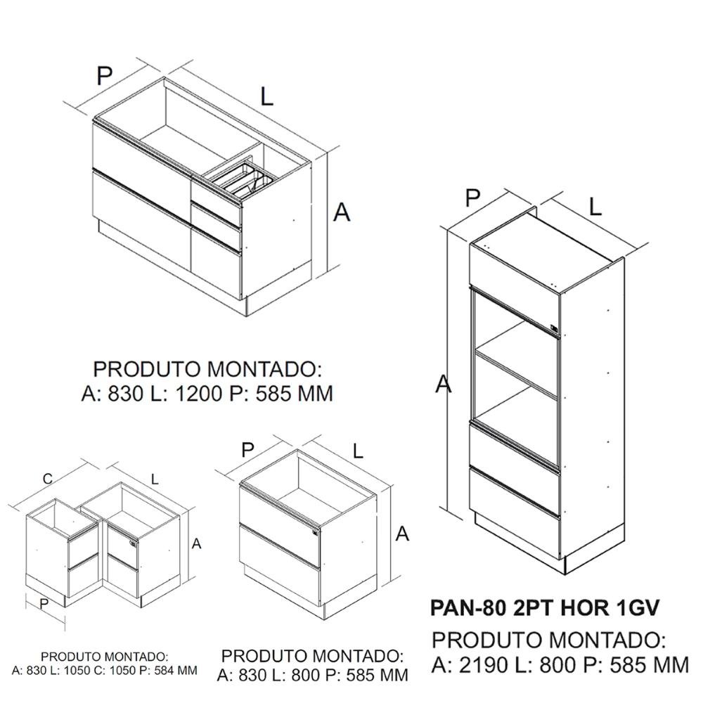 Cozinha Modulada Com Pe As Itatiaia Inova Grafite Madeiramadeira