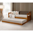Ver imagem 1 de Sofá Cama Dublin Estofado Capitonê Veludo Marrom Madeira com Cama Auxiliar - Castanho