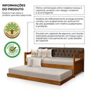 Ver imagem 3 de Sofá Cama Dublin Estofado Capitonê Veludo Marrom Madeira com Cama Auxiliar - Castanho