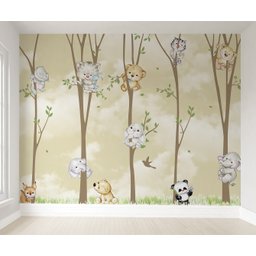 Papel de parede infantil safári animal para quarto de bebê M² VR52 - 1