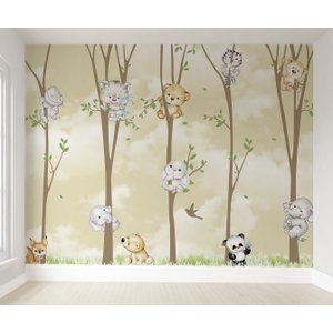 Papel de parede infantil safári animal para quarto de bebê M² VR52