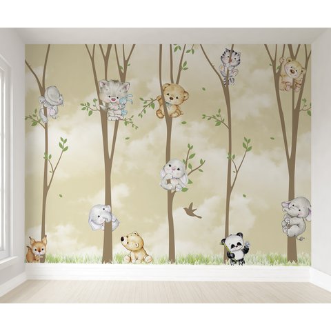 Papel de parede infantil safári animal para quarto de bebê M² VR52