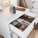 Ver imagem 3 de Kit 2 Mesas de Cabeceira Mesinha para Quarto 1 Gaveta Puxador em Couro Ravenna - Branco