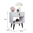 Ver imagem 5 de Kit 2 Mesas de Cabeceira Mesinha para Quarto 1 Gaveta Puxador em Couro Ravenna - Branco