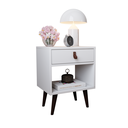 Ver imagem 4 de Kit 2 Mesas de Cabeceira Mesinha para Quarto 1 Gaveta Puxador em Couro Ravenna - Branco
