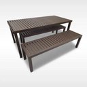 Ver imagem 3 de Mesa Grande Retangular 2,40x1,00m Tampo Ripado Alumínio Área Externa e Jantar Marrom