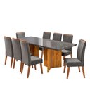 Ver imagem 2 de Mesa de Jantar 8 Lugares Princeton com Vidro Mel/grafite/cinza - Viero Móveis