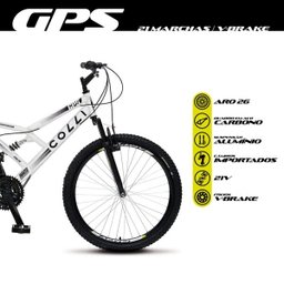 Bicicleta Gps Aro 26 Aço 21 Marchas Dupla Suspensão Freio V-brake Branco - Colli Bike - 3