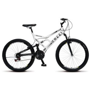 Bicicleta Gps Aro 26 Aço 21 Marchas Dupla Suspensão Freio V-brake Branco - Colli Bike