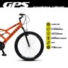 Bicicleta GPS Aro 26 Aço 21 Marchas Dupla Suspensão Freio V-Brake Laranja Neon - Colli Bike - 3