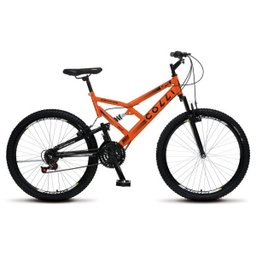 Bicicleta GPS Aro 26 Aço 21 Marchas Dupla Suspensão Freio V-Brake Laranja Neon - Colli Bike - 1