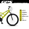 Bicicleta GPS Aro 26 Aço 21 Marchas Dupla Suspensão Freio V-Brake Amarelo Neon - Colli Bike - 3