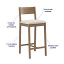 Ver imagem 3 de Banqueta Madeira Nogueira Maciça tecido Branco Modelo Manu Altura 70cm Poltronas do Sul