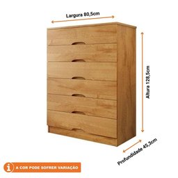 Cômoda Para Quarto 6 Gavetas Sevilha Made Marcs Peroba - 2