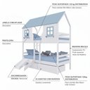 Ver imagem 3 de Beliche Casinha Encantada com 02 Gavetas Kit Escada/ Escorregador Madeira Maciça Branco/ Azul