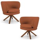Ver imagem 1 de Kit 2 Poltronas Decorativas Melissa Base Giromad Giratória B-262 Veludo Telha - Domi