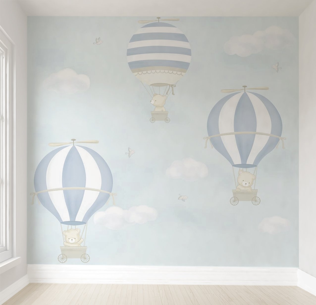 Papel de parede balão azul menino para quarto de bebê infantil M² PP98 - 1
