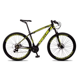 Bicicleta MTB Aro 29 Quadro 21 Alumínio 21 Marchas Freio Mecânico Vega Preto/Amarelo - Spaceline - 1