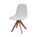 Ver imagem 1 de Cadeira Karina com Base Giratória de Madeira Maciça Tecido Linho Gelo