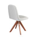 Ver imagem 2 de Cadeira Karina com Base Giratória de Madeira Maciça Tecido Linho Gelo