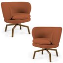 Ver imagem 1 de Kit 2 Poltronas Decorativas Melissa Base Ka Giratória Castanho B-262 Veludo Telha - Domi