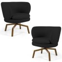 Ver imagem 1 de Kit 2 Poltronas Decorativas Melissa Base Ka Giratória Castanho B-300 Veludo Preto - Domi