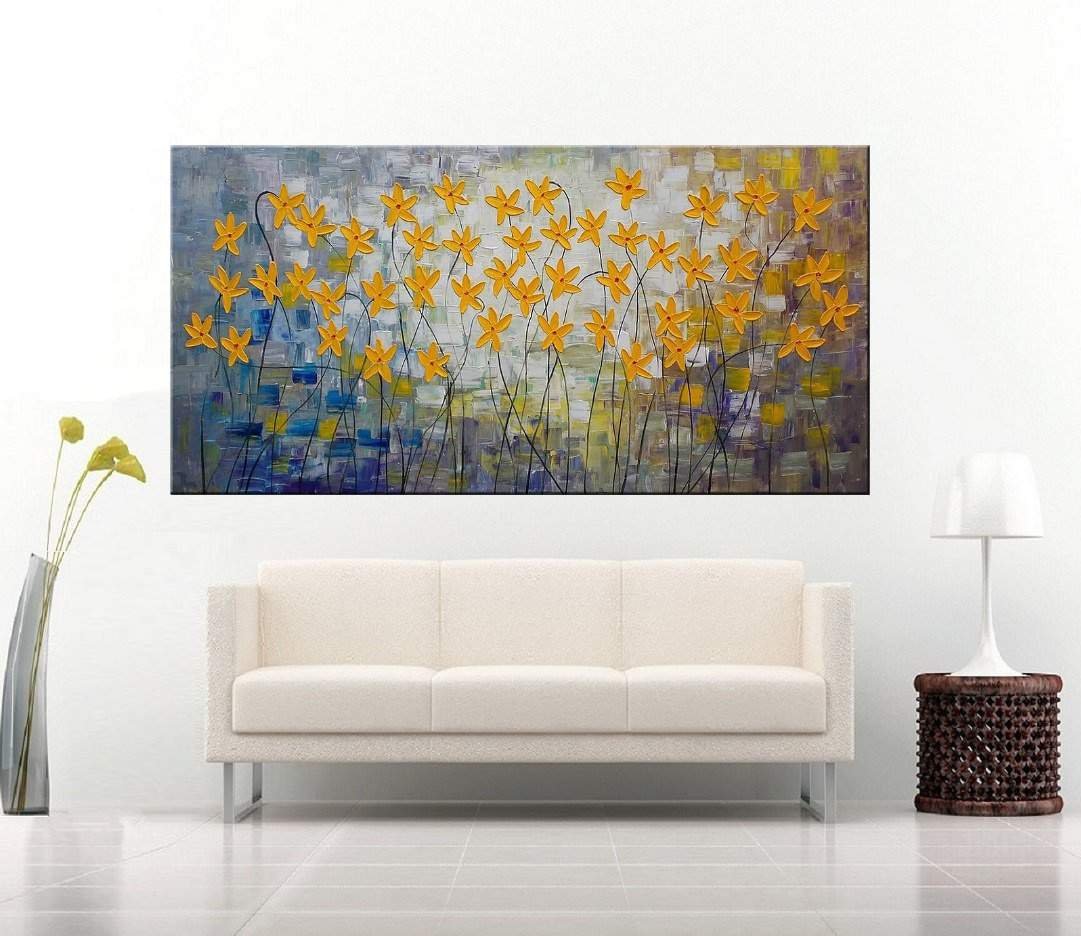 Quadro Pintura Tela Arvores e Flores Modernas Em Altos Relevos 2100: 50cm (A) x 100cm (L) - 3