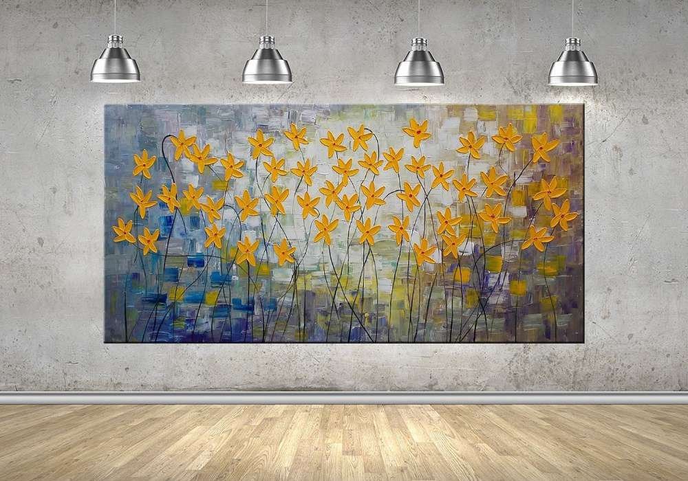 Quadro Pintura Tela Arvores e Flores Modernas Em Altos Relevos 2100: 50cm (A) x 100cm (L) - 4