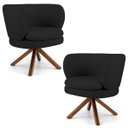 Ver imagem 1 de Kit 2 Poltronas Decorativas Melissa Base Giromad Giratória B-300 Veludo Preto - Domi