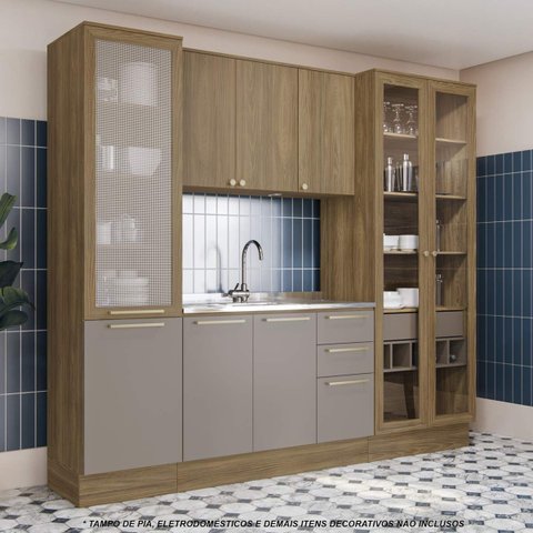 Armário de Cozinha Modulada Completa Reta 4 Peças 2,50m 203 Botanic Kappesberg